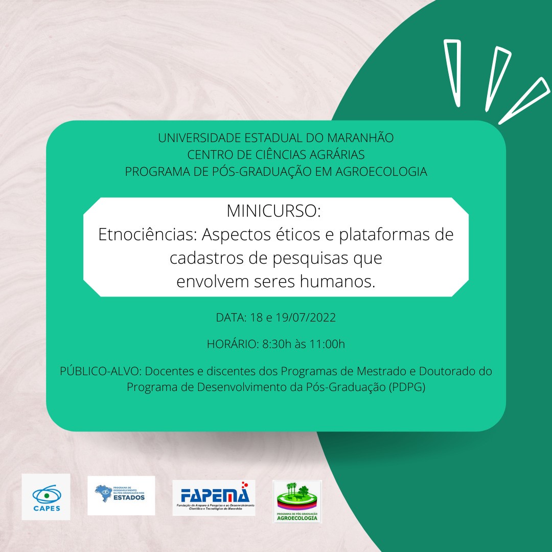 MINICURSO  ETNOCIÊNCIAS: ASPECTOS ÉTICOS E PLATAFORMAS DE CADASTROS DE PESQUISAS QUE ENVOLVEM SEREM HUMANOS