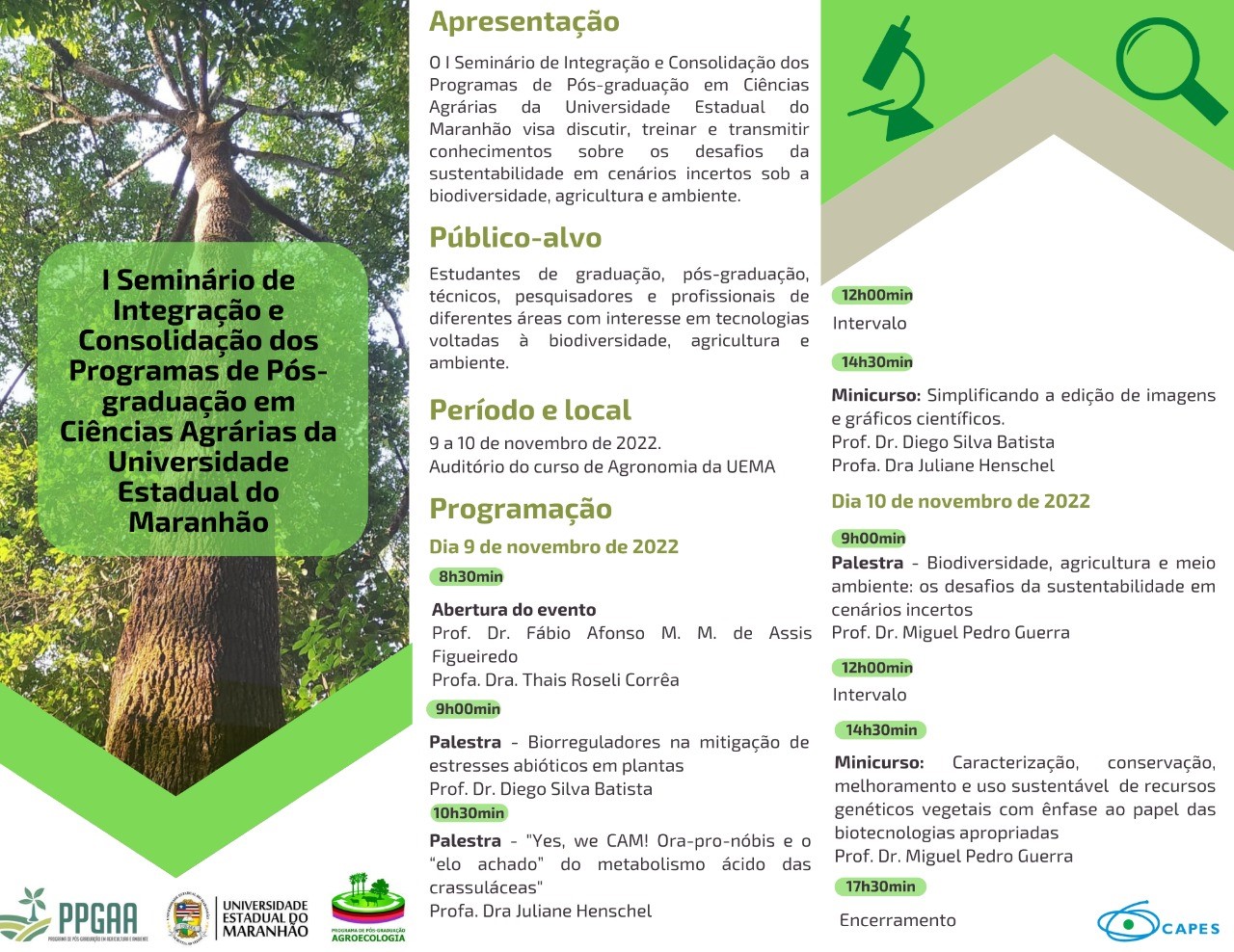I SEMINÁRIO DE INTEGRAÇÃO E CONSOLIDAÇÃO DOS PROGRAMAS DE PÓS-GRADUAÇÃO EM CIÊNCIAS AGRÁRIAS DA UEMA