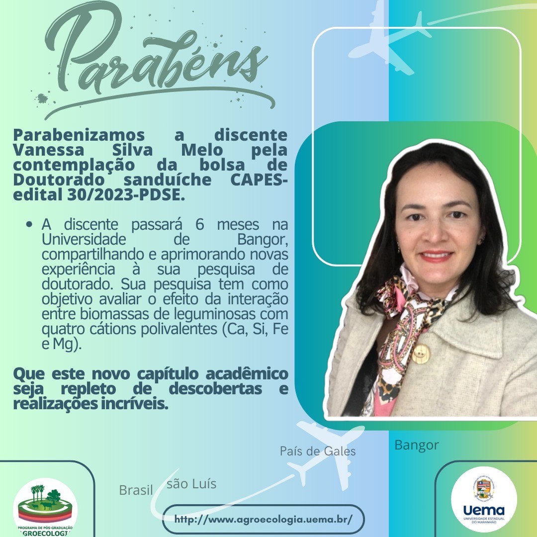 ESTUDANTE DO PPGA CONTEMPLADA COM BOLSA DE DOUTORADO SANDUÍCHE – PDSE/CAPES